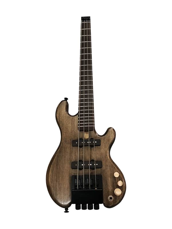 SKS Black Rhino Short Scale 24.5 inches Handmade Headless Electric Bass Guitar Oil Grey image 1