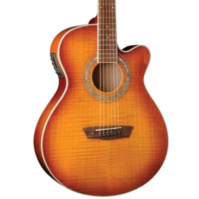 Washburn EA15 Festival Series Mini Jumbo Cutaway Acoustic Electric Guitar. Ice Tea Burst image 6