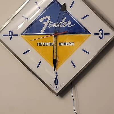 1963 Fender Musical Instruments Dealer Style Light-Up Clock Killer Cool Man Cave/Garage Item image 2