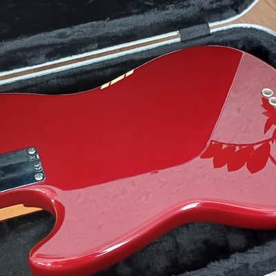 Fender Pawn Shop Mustang Bass 2013 - 2014 - Candy Apple Red with Racing Stripe image 3