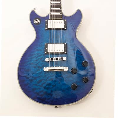 Agile AD-3200MCC Multi-Radius Blue Quilt Scale Electric Guitar with Binding and Trapezoid Inlays image 1