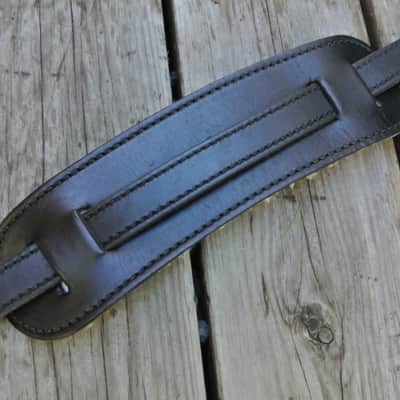 El Dorado Vintage Plain 1 Inch Small Leather Guitar Strap - Black image 2