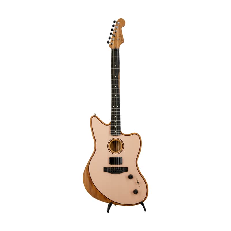 Fender FSR American Acoustasonic Jazzmaster Acoustic Guitar w/bag, Ebony FB, Shell Pink, US231XXXX
