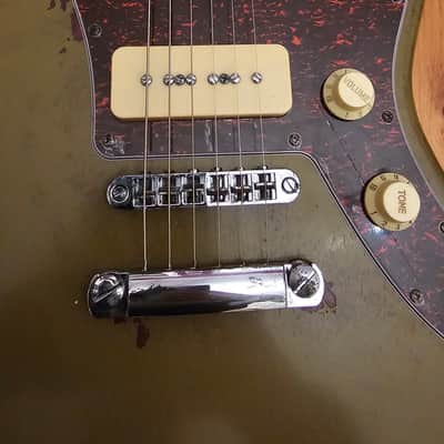Custom Jazzmaster green electric guitar relic with P90 pickups 2025 image 5