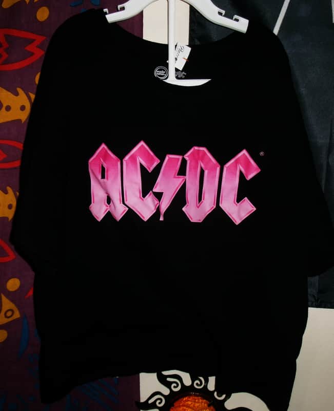 ac dc pink logo 2xl official woman tee - angus malcom hard rock thunderstruck image 1