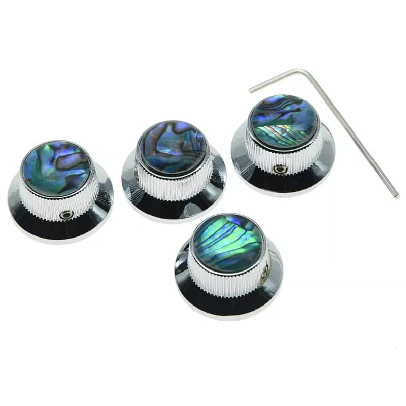 Les Paul Chrome Abalone Top Hat Metal Bell Knobs with Screw (Set of 4) image 1