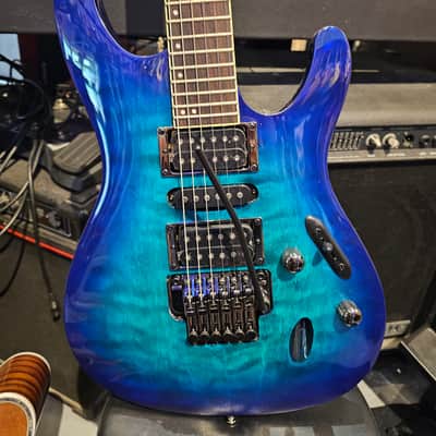 Ibanez S670QM-SPB Standard with Meranti Body, Rosewood Fretboard 2021 - Present - Sapphire Blue Burst image 1