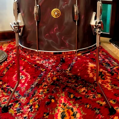 Gretsch 14"x16" FLOOR TOM w/Legs USA Custom Heritage Lugs - Black Satin Flame Nitron Wrap *EXCELLENT* 2024 image 19