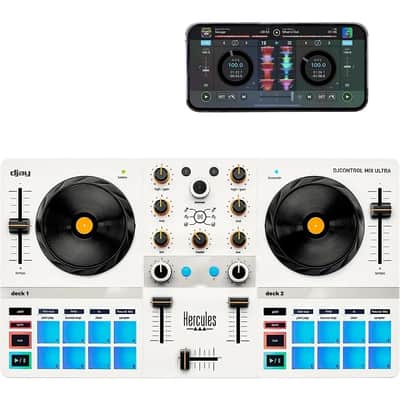 Hercules DJControl Mix 2-Channel Bluetooth DJ Controller White image 4