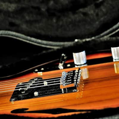 BootLegger Guitar Single Barrel Brown Red Black Burst Custom Case & Flask P90 & Single Coil image 10
