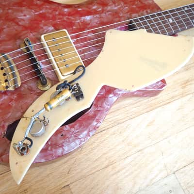 1959 Supro Belmont 1570 Vintage Electric Guitar Maroon Pearloid MOTS Valco USA image 16