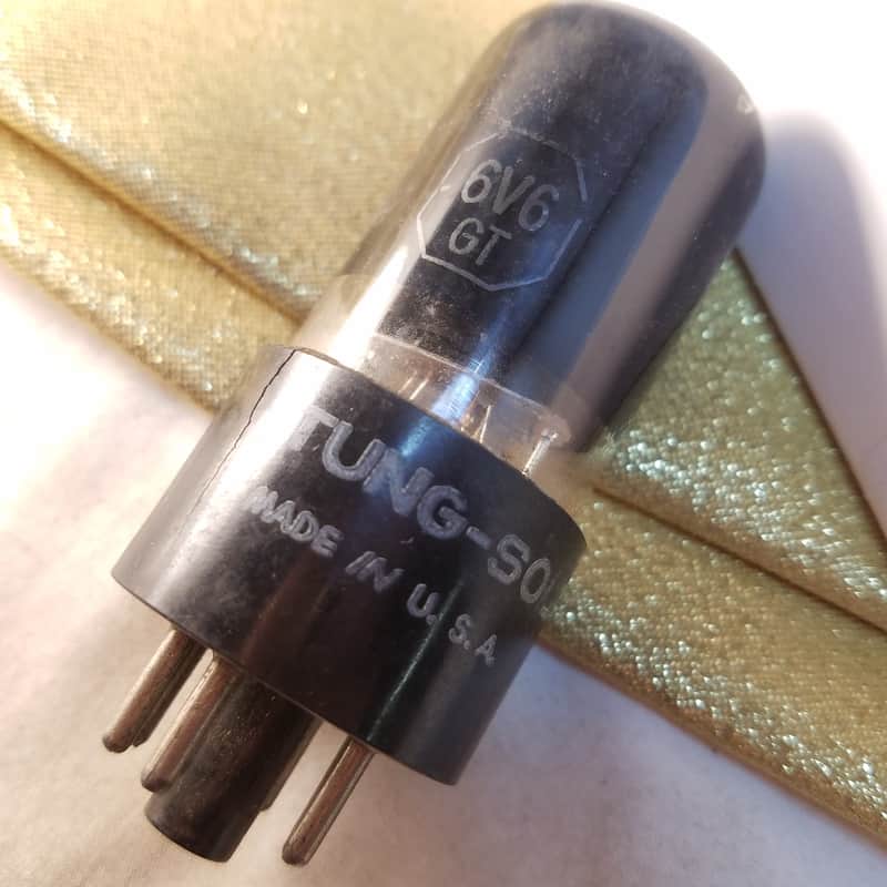 Tung-Sol 6V6GT tNOS AT1000 TESTED Vacuum Tube greyglass Black Glass Beam Power 6V6 1946-1959 image 1