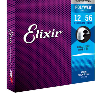 Elixir 11075 80/20 Bronze Acoustic Strings POLYWEB®, Light/Medium (.012-.056) image 3
