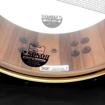 Sonor SQ2 Heavy Beech Snare Drum 14x5.5 American Walnut Gloss w/Gold Hw image 5