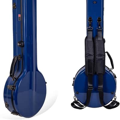 Crossrock Deluxe Fiberglass Flight Hard Case for 11 inches 5 Strings Open Back Banjo, Navy Blue image 3