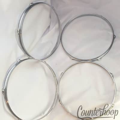 Pearl/Ludwig 8x 13" Tom Drum Rims/Hoops 6-Hole Batter/Resonant Triple Flange Lot image 3