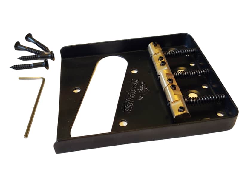 WILKINSON Black Telecaster Ashtray Bridge with WTB Compensated Brass Saddles image 1