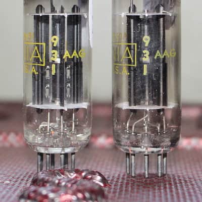 SYLVANIA 6X4 6202 PERFECT MATCH PAIR FULL WAVE RECTIFIER BLACK PLATE TEST NOS VINTAGE 1959 image 2
