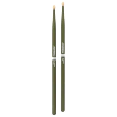 Promark Rebound 5A Painted Acorn Wood Tip Drumsticks - Green image 2