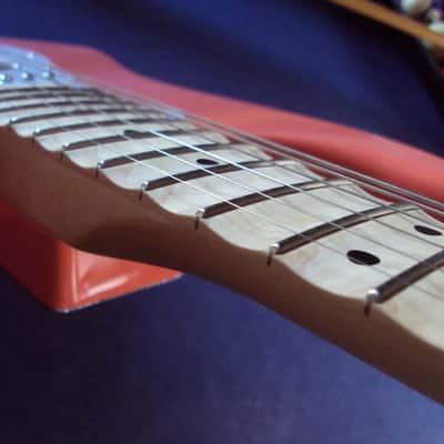Scalloped Squier SONIC Stratocaster HSS coralred  with Tremolo and  maple Fretboard ,playing ala Yngwie,Ritchie and CO! image 8