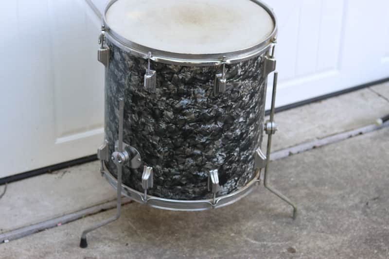 Rogers Holiday 16 x 16 floor tom fullerton 1960's  - black diamond pearl image 1