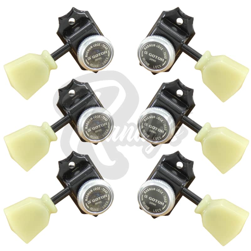 Gotoh SD90-SL MG-T Vintage Deluxe Locking Tuners w/ Keystone Buttons (L3+R3) - Fits Gibson® & Kluson®-Black image 1