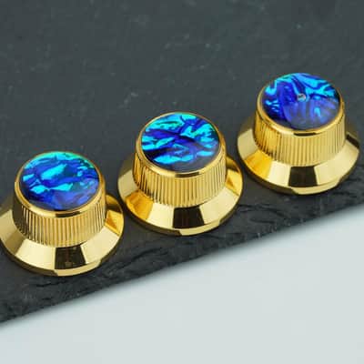 Top Hat Potentiometer Control Knobs with 6.3mm Dia. Shaft Pots - 3PCS CNC Aluminium alloy Bell Speed Tone Volume Switch Knob Replacement for Electric Guitar or Precision Bass, Gold image 5