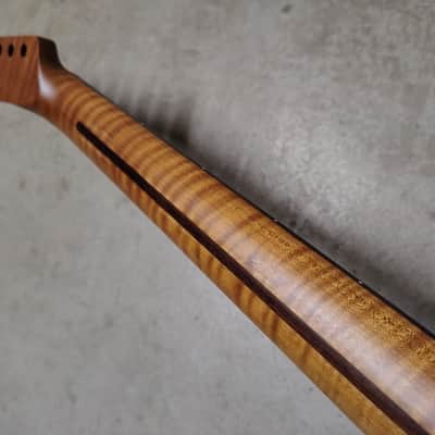 Flame Roasted Maple Tele Neck fits fender Telecaster body 22 frets modern image 8