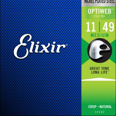 Elixir 19102 Optiweb Nickel Medium Electric Guitar Strings (11-49) image 1