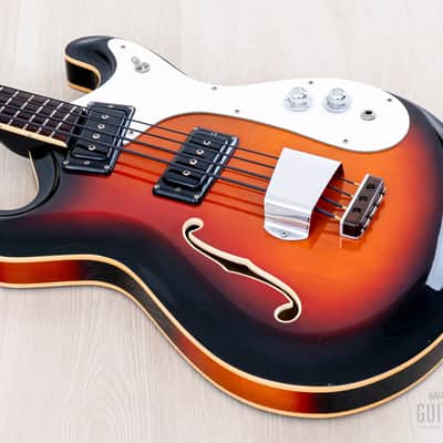 1966 Mosrite Combo Vintage Semi-Hollow Bass Sunburst, Near-Mint w/ Case, Hangtag image 11