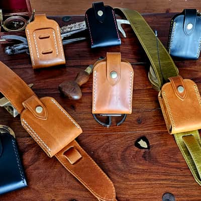 Guitar Wireless transmitter holster - handmade, hand stitched, vegetable tanned leather. image 4