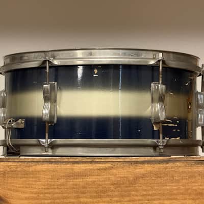1950's WFL 6.5" x 14 Supreme Concert Model Blue & Silver Duco Snare Drum NOB Hoops image 8