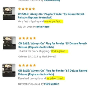 "Always On" Plug(TM) for Fender '65 Deluxe Reverb Reissue (Replaces footswitch) image 4