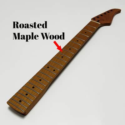 Strat Guitar Neck 22 Frets, 25.5'' Roasted Canada Maple ST Guitar Neck with Radius 9.5'' Fretboard for Stratocaste Guitar Parts Replacement (Roasted Maple) image 3