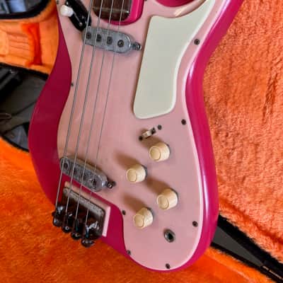 Vintage 1950s 1960s Burns London ‘Custom’ Pink Sonic Bass Guitar Ex. Bill Wyman *Ronnie Lane* image 7