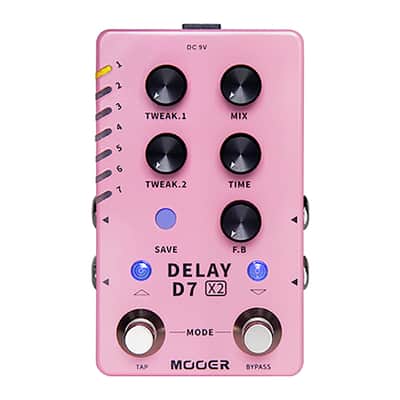 Mooer D7 X2 Delay 14 Stereo Delay Effects + Power Adapter image 1
