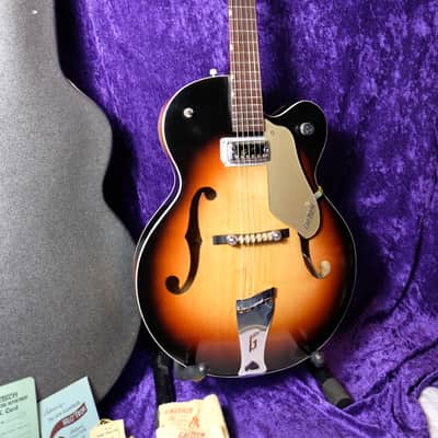 Rare Condition Gretsch 6124 Single Anniversary 1963 Shaded Golden Electric Guitar Hollowbody Sunburst Case Candy OHSC image 8