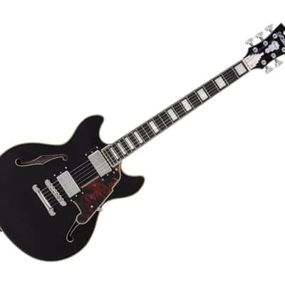 D'Angelico Premier Mini DC Electric Guitar w/Stopbar Tailpiece in Black Flake image 3