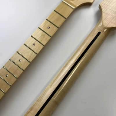Vintage Tiger Maple Strips Guitar Strat Style Neck, 22 Frets Fingerboard image 3