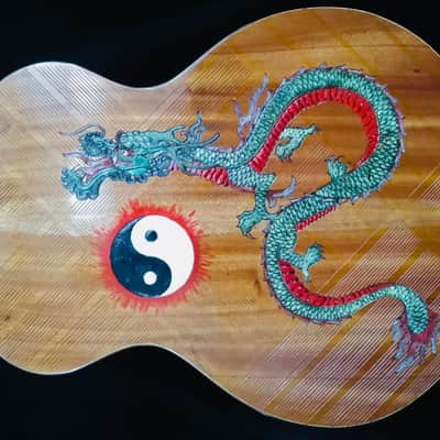 Blueberry Handmade Acoustic Guitar Grand Concert Dragon image 8