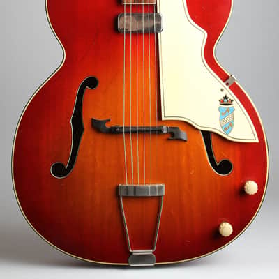 Silvertone Aristocrat 1356 Hollow Body Electric Guitar, made by Kay (1952), black tolex hard shell case. image 3