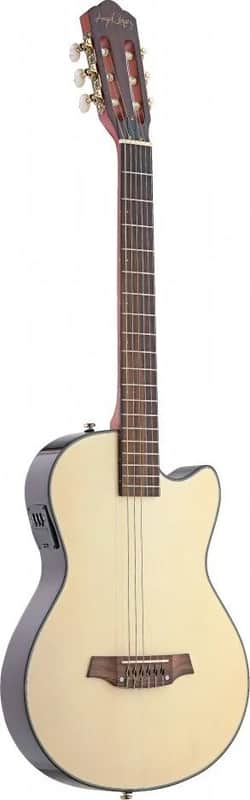 4/4 cutaway electric classical guitar with solid body, natural colour image 1