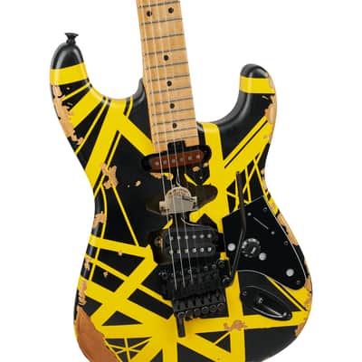 EVH Limited Edition Striped Series Frankenstein Frankie Electric Guitar - Aged Black with Yellow Stripes image 6