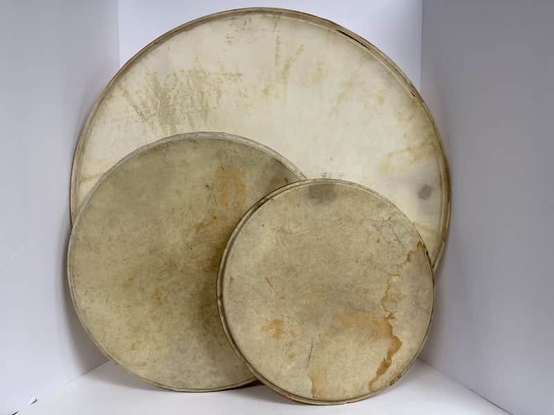 Vintage Calfskin drum heads for drum set (13", 16", 24") image 1