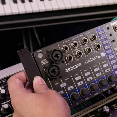 Zoom LiveTrak L6max 12-Channel Portable Digital Mixer and Recorder Bundle with ERL-6 Eurorack Adapter, Rack Mount Plates, Power Adapter, Ribbon Cable, Screws image 9