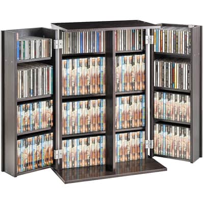 Media Storage Cabinet – 4-Layer Adjustable DVD/CD Shelf, Espresso Finish, Holds Up to 576 CDs image 3