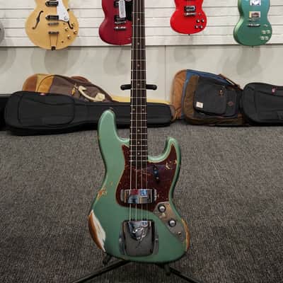 Fender Custom Shop '61 Jazz Bass Heavy Relic 4-String Bass Guitar, Rosewood Fingerboard, Sherwood Metallic image 2