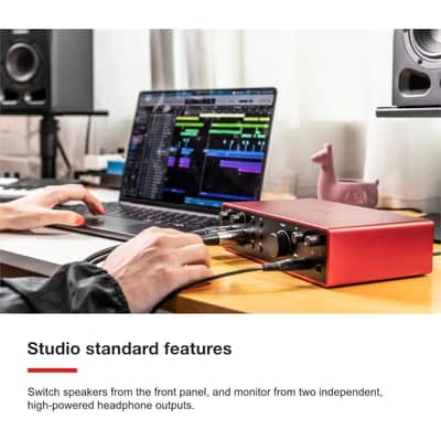Focusrite Scarlett 16i16 USB-C Audio/MIDI Interface (4th Generation) Bundle with XLR- XLR Cable (2 Pack), Hosa Mid-310 Black 10 ft. Midi cable (2 Pack) image 8
