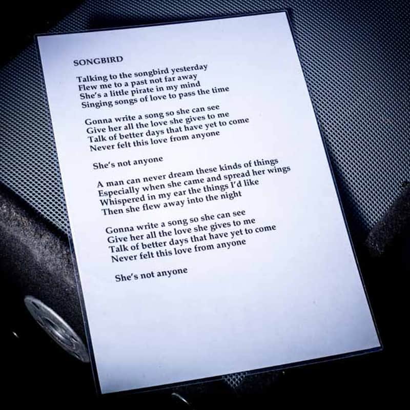 Oasis Songbird A3 Laminated Stage Lyrics image 1