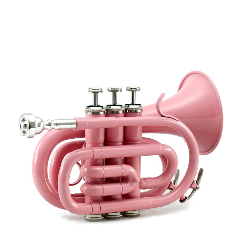 Sky Band Approved Pink Plated Brass Bb Pocket Trumpet with Case, Cloth, Gloves and Valve Oil imagen 1